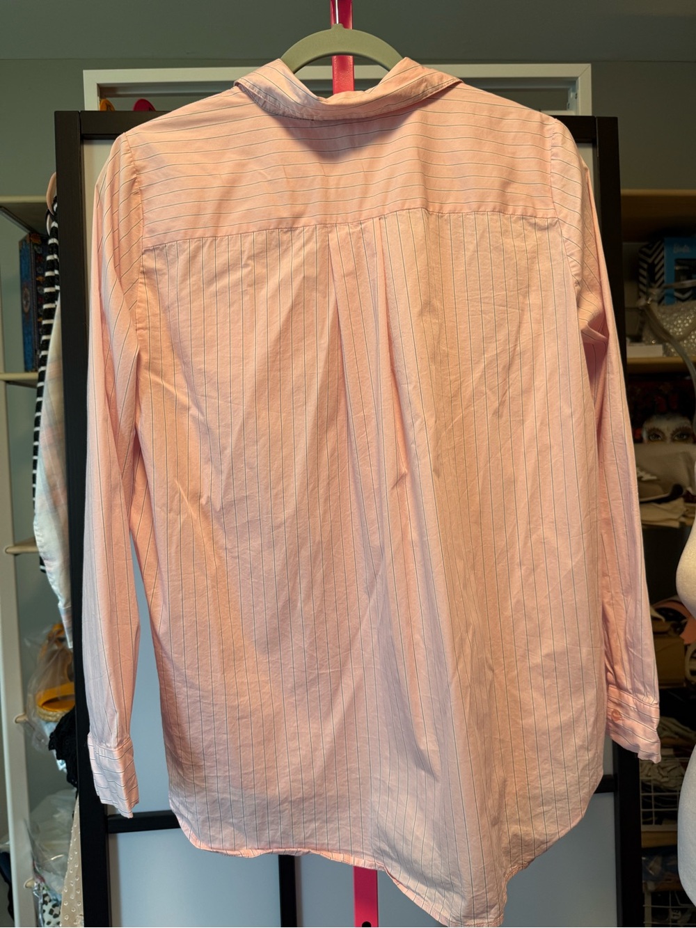 Modern Works Pink Pinstripe Heart Pocket Button-Up Shirt – Size Medium - Picture 6 of 6